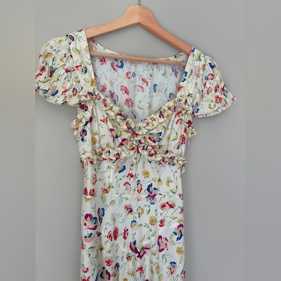 NEW DOEN Valerine SIlk Blend Dress Windswept Blooms Cream Floral | US XS - Picture 9 of 17